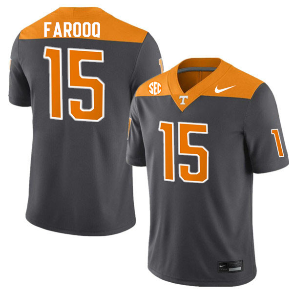 Men #15 Edrees Farooq Tennessee Volunteers College Football Jerseys Stitched-Anthracite